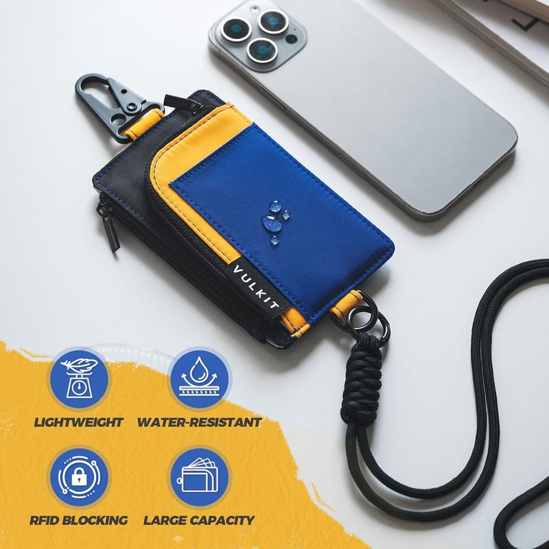 VULKIT Water-Resistant Keychain Wallet with Lanyard for Men and Women, Outdoor Zipper Pouch Wallet with Clear ID Window, for Hiking, Fishing, Skateboard and any Outdoor Activities, Summit Sky - Image 2